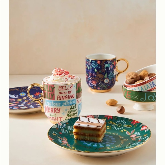 New🌟Anthropologie-Danielle Kroll Making Spirits Bright Dessert Plate - Picture 3 of 5